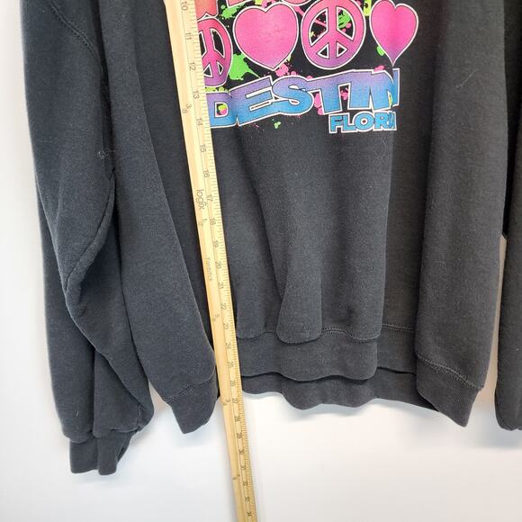 Vintage Destin Florida Neon Graffiti Sweatshirt Size L Black Crew Street Casual - Picture 5 of 7